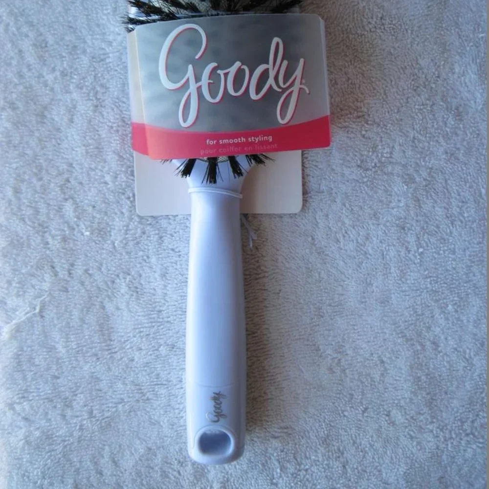 Goody Cushion Hair Brush Smooth Styling Soft Natural Boar Bristles White Plastic